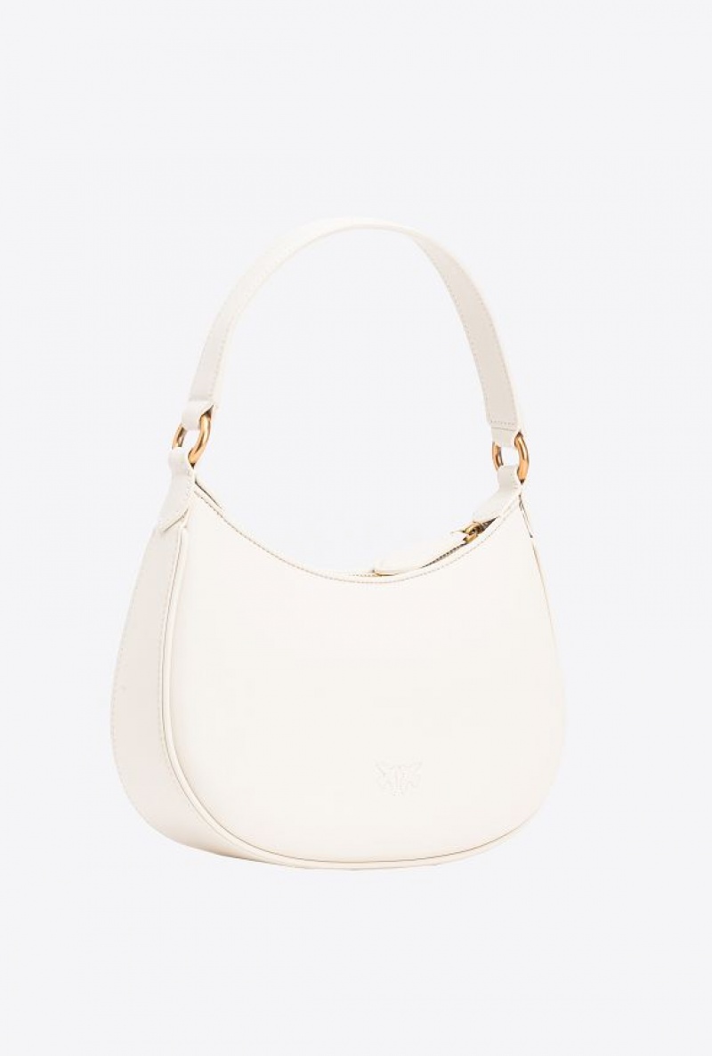 Pinko Mini Love Bag Half Moon Simply WHITE+WHITE-ANTIQUE GOLD | SN-PKO32649