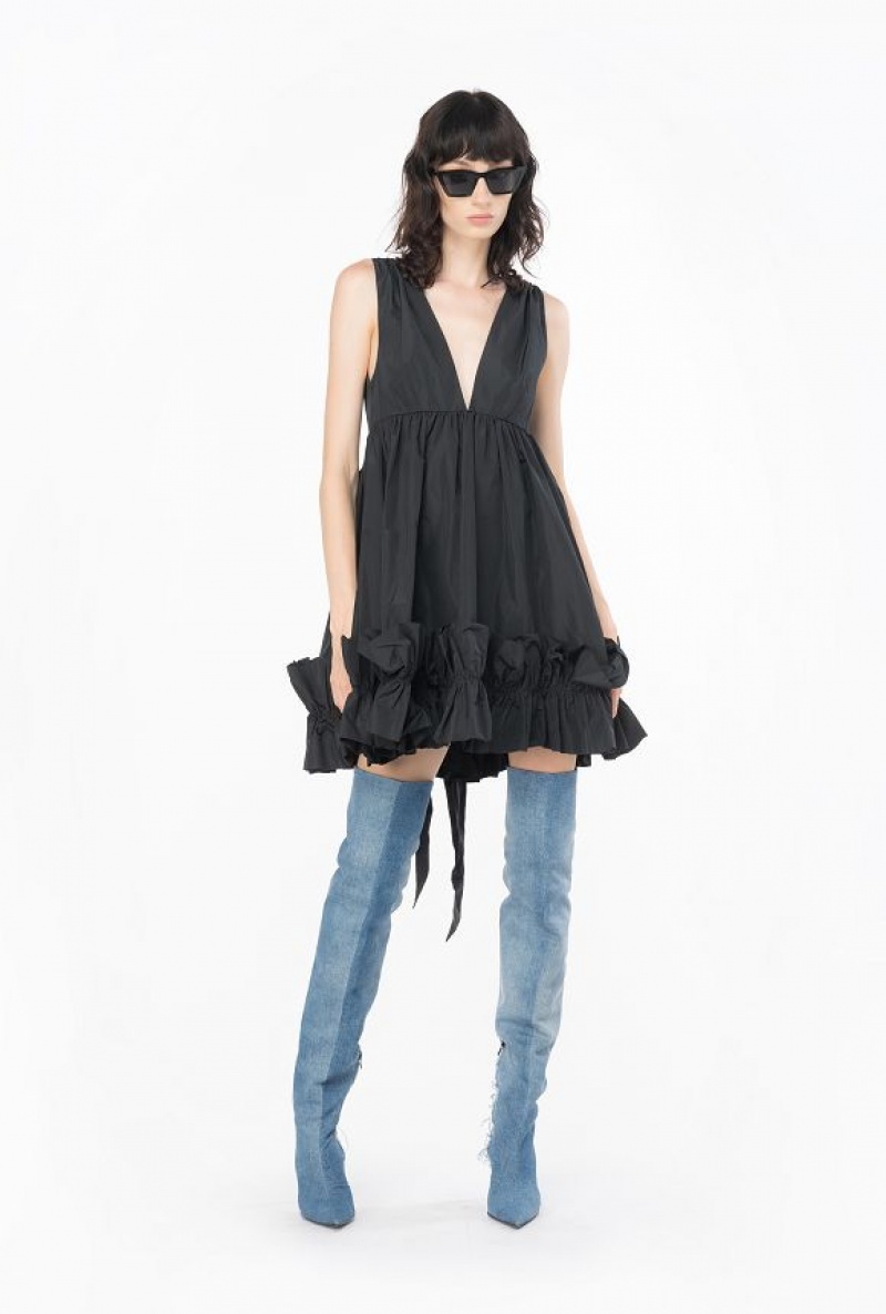 Pinko Mini Taffeta Dress LIMO BLACK | SN-PKO33058