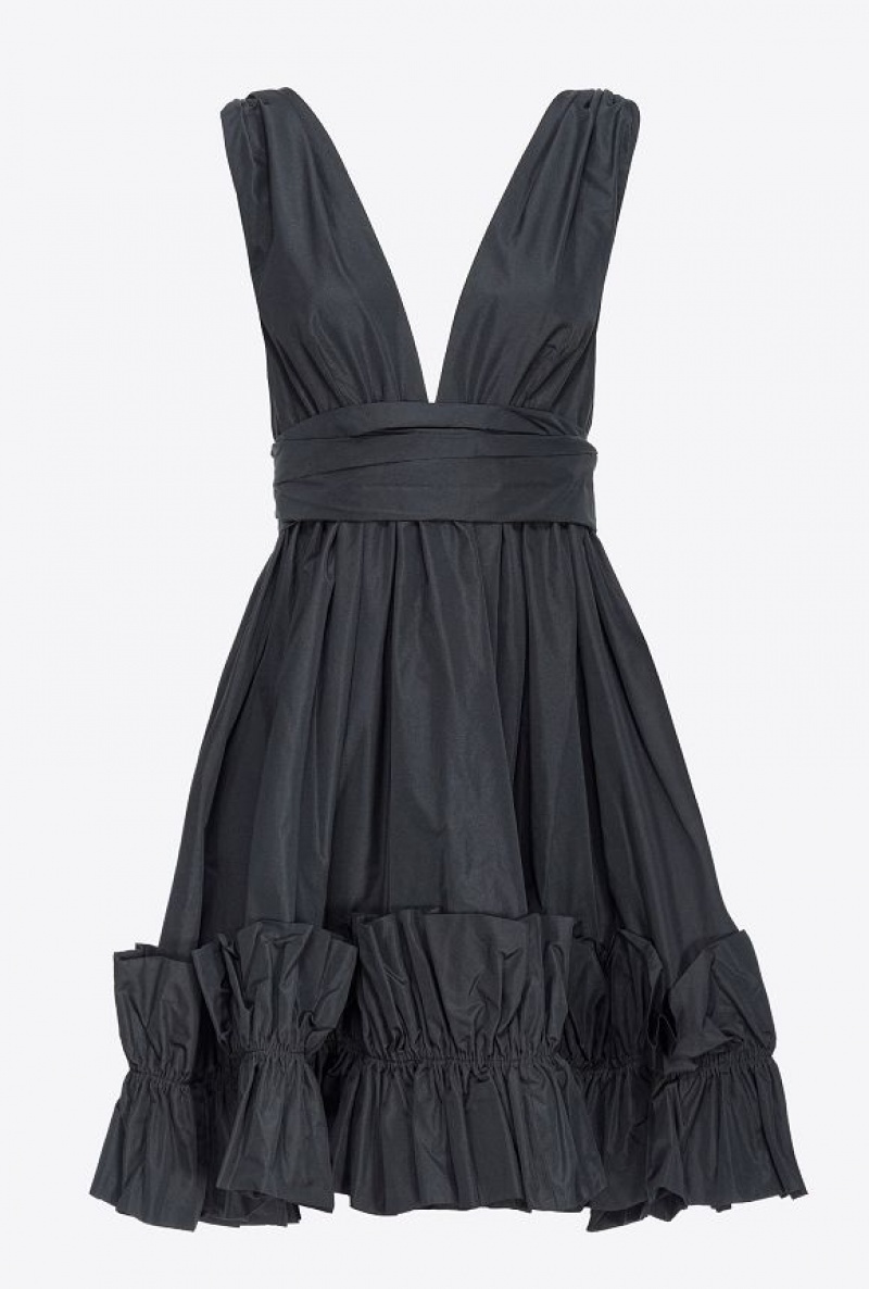 Pinko Mini Taffeta Dress LIMO BLACK | SN-PKO33058