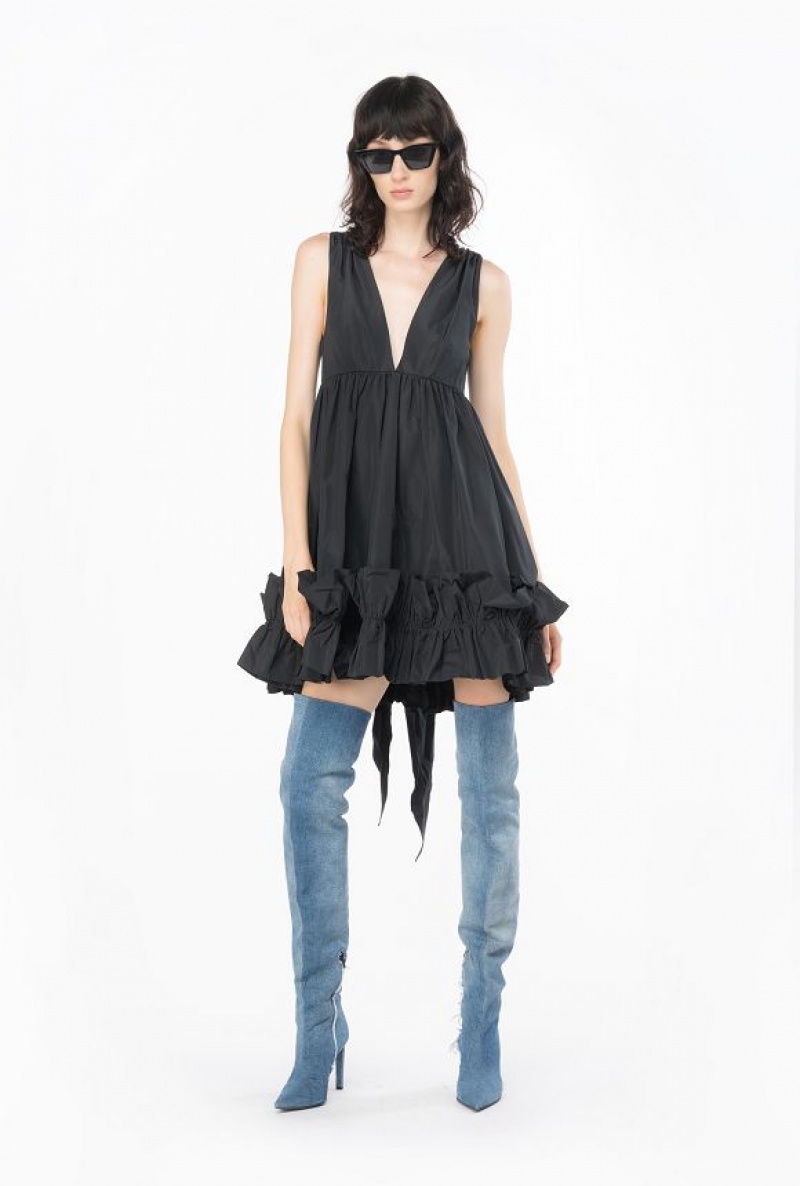 Pinko Mini Taffeta Dress LIMO BLACK | SN-PKO33058