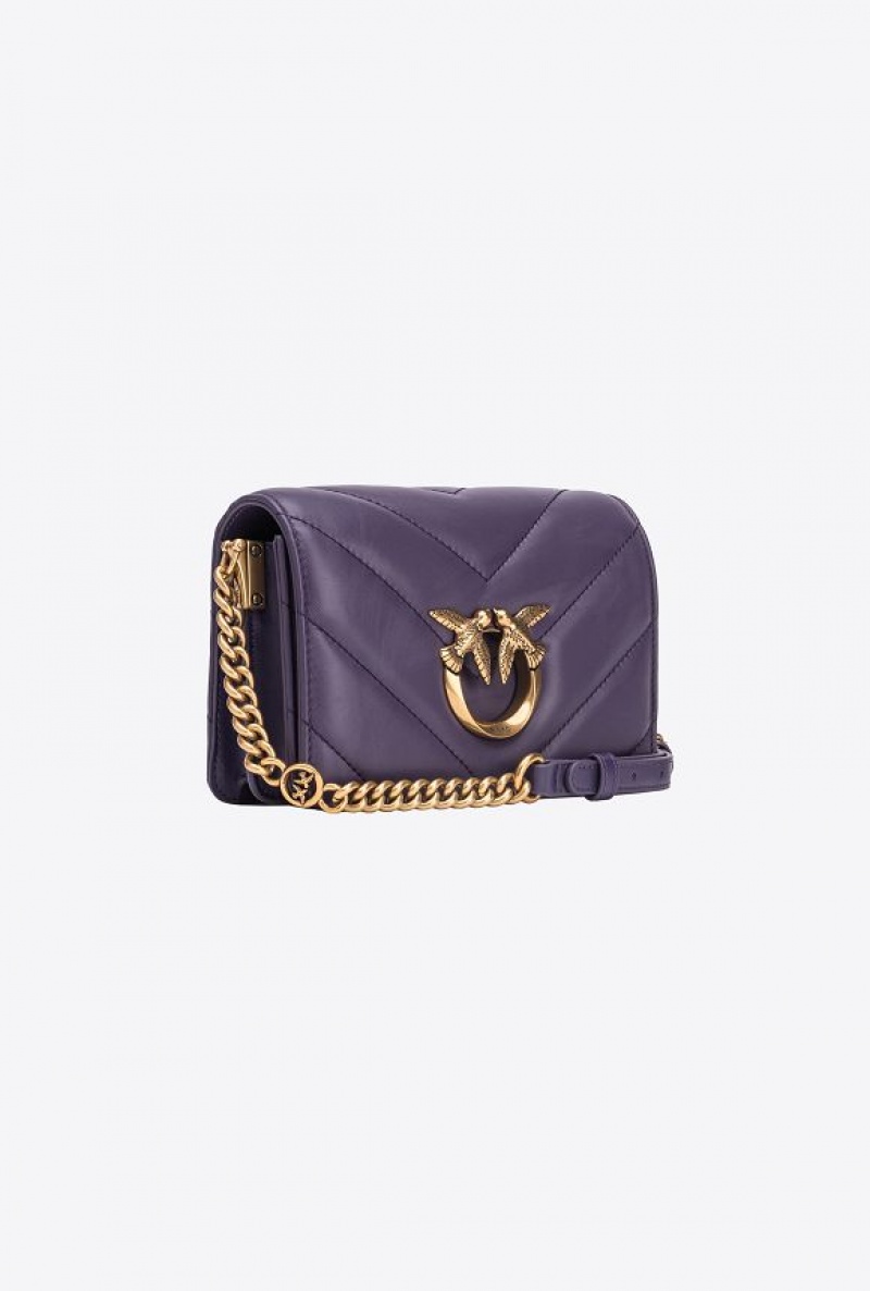 Pinko Mini Love Bag Click Big Chevron GRAPE PURPLE-ANTIQUE GOLD | SN-PKO32507