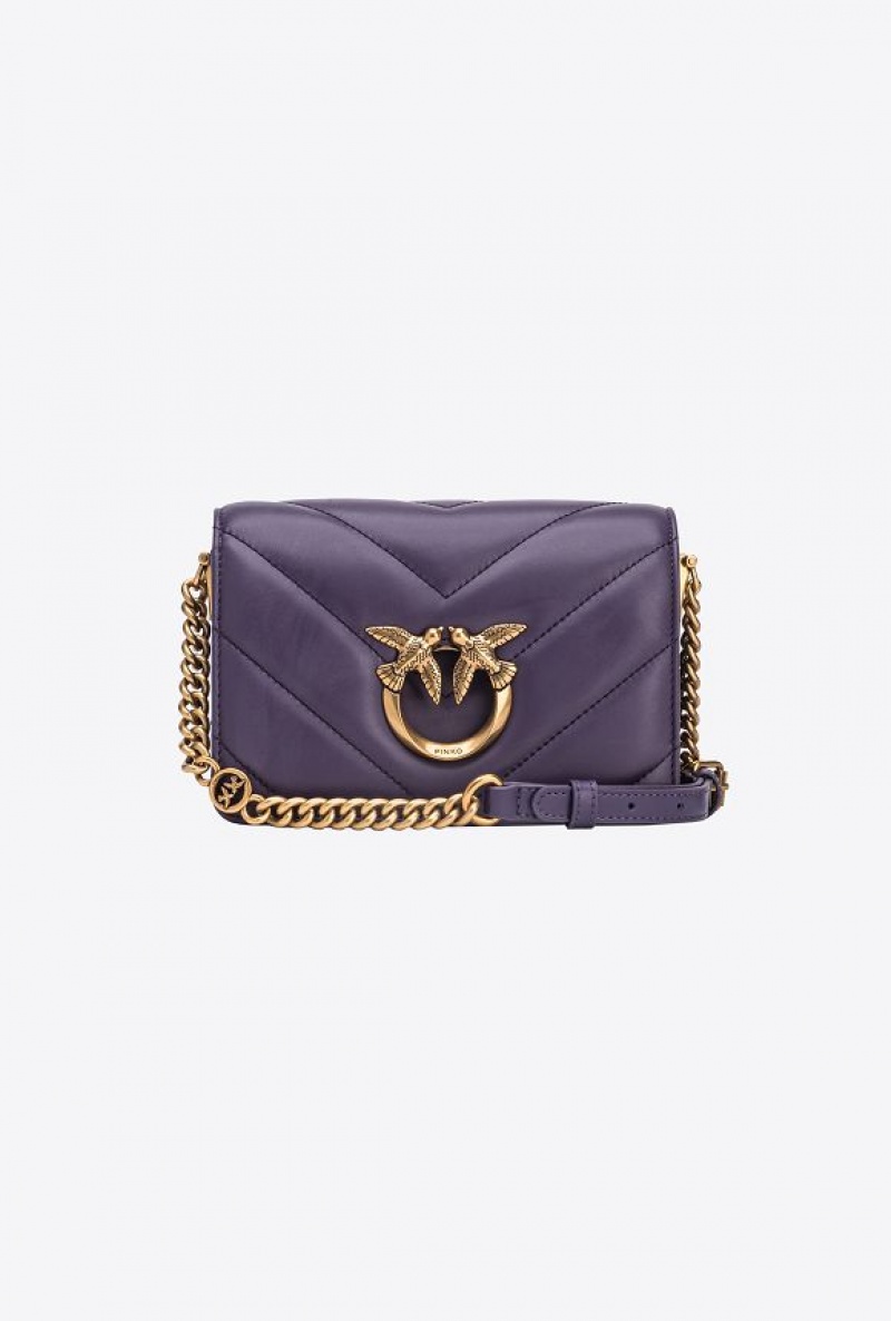 Pinko Mini Love Bag Click Big Chevron GRAPE PURPLE-ANTIQUE GOLD | SN-PKO32507