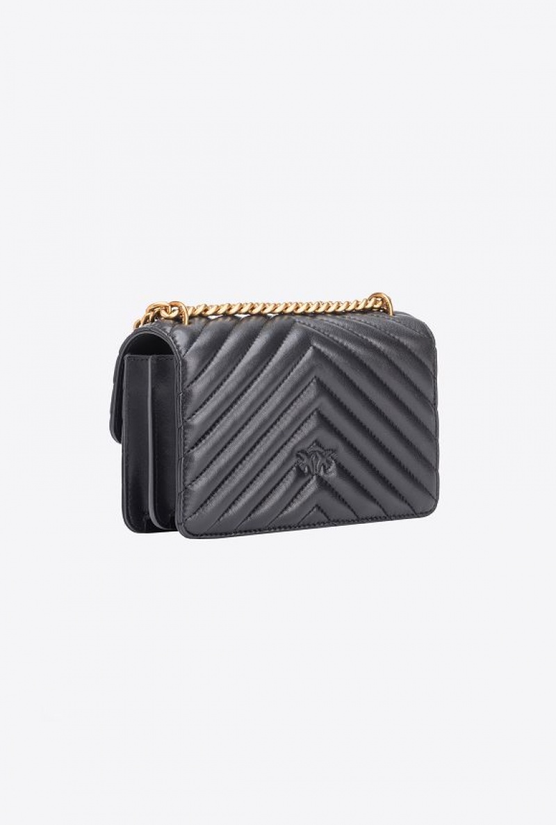 Pinko Mini Love Bag One Chevron Jewel BLACK-ANTIQUE GOLD | SN-PKO32807