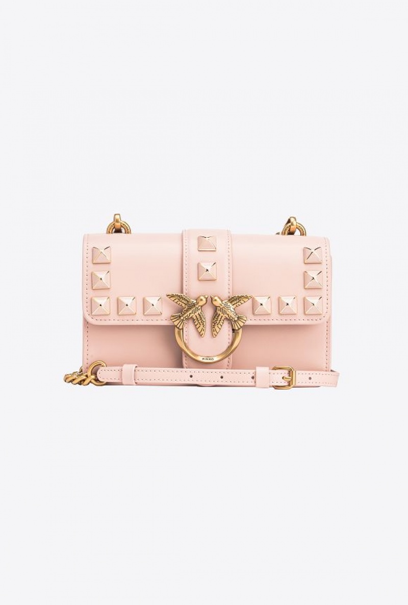 Pinko Mini Love Bag One Painted Studs PINK/DUSTY PINK-ANTIQUE GOLD | SN-PKO32661