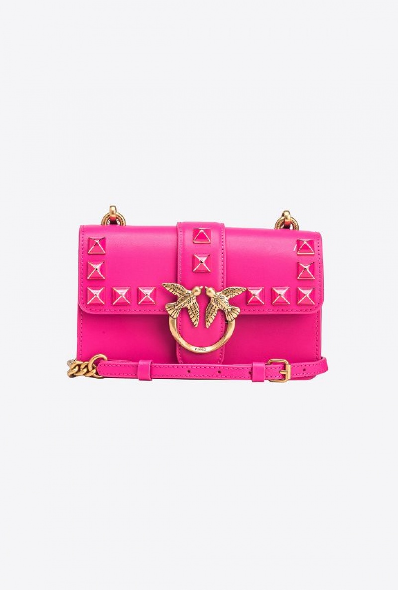 Pinko Mini Love Bag One Painted Studs PINKO PINK-ANTIQUE GOLD | SN-PKO32769