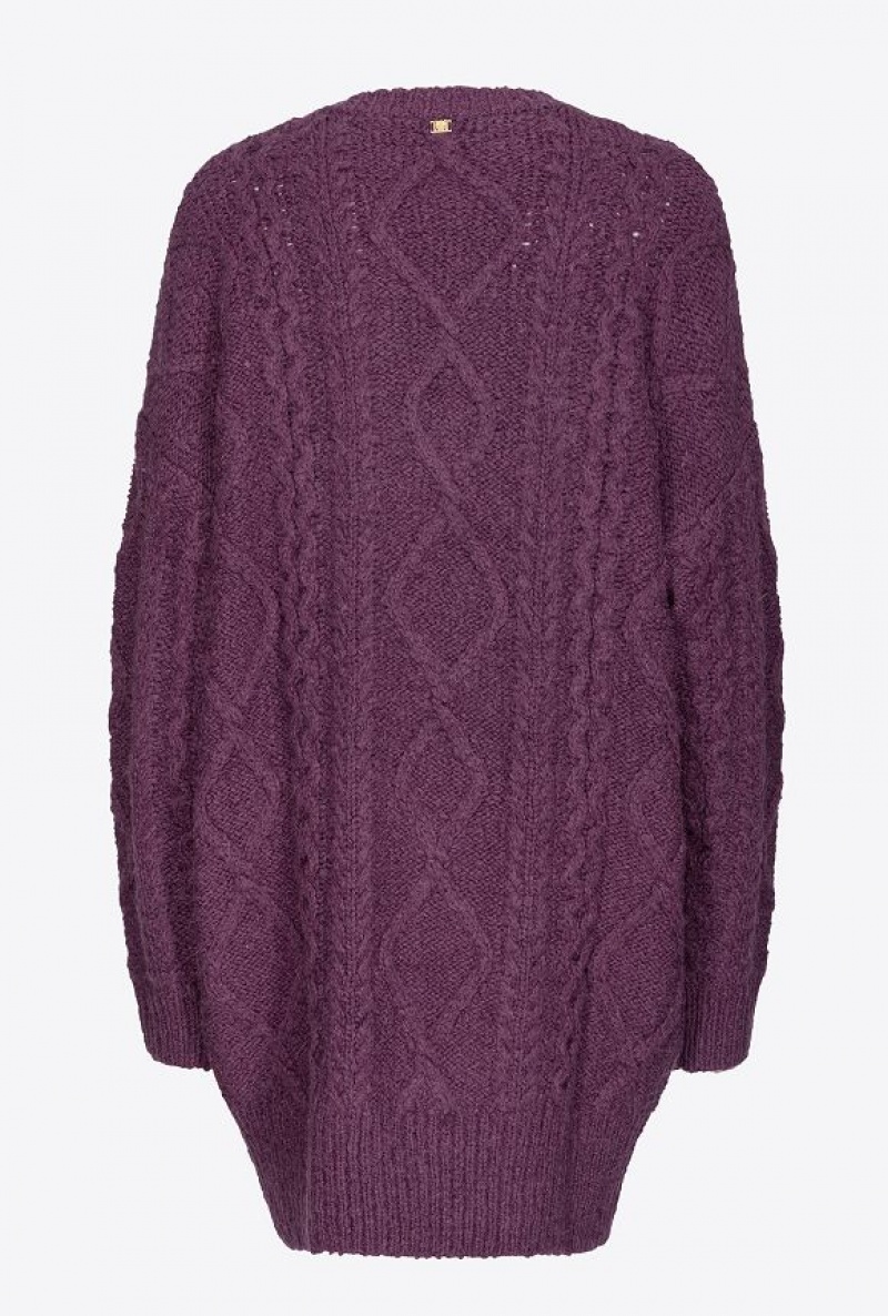 Pinko Multi Cable-knit Dress DARK PLUM PURPLE | SN-PKO33080