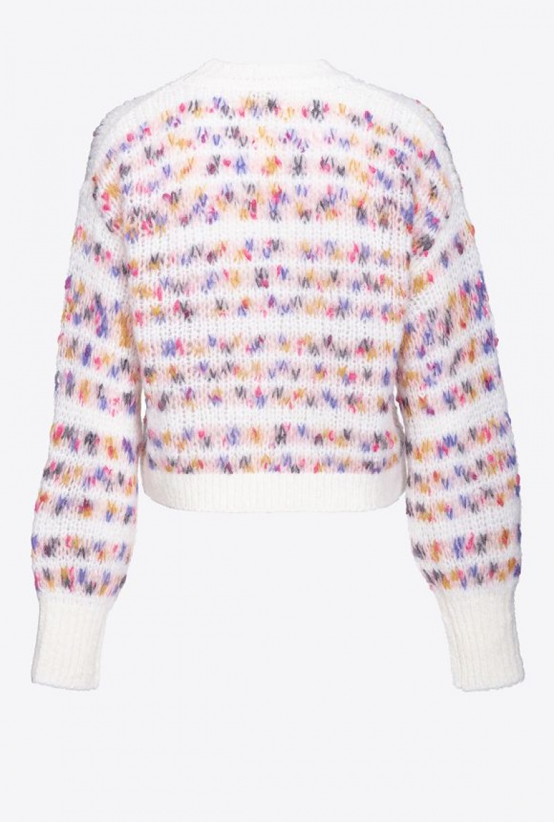 Pinko Multicoloured Wool Sweater WHITE/PINK/YELLOW | SN-PKO33399