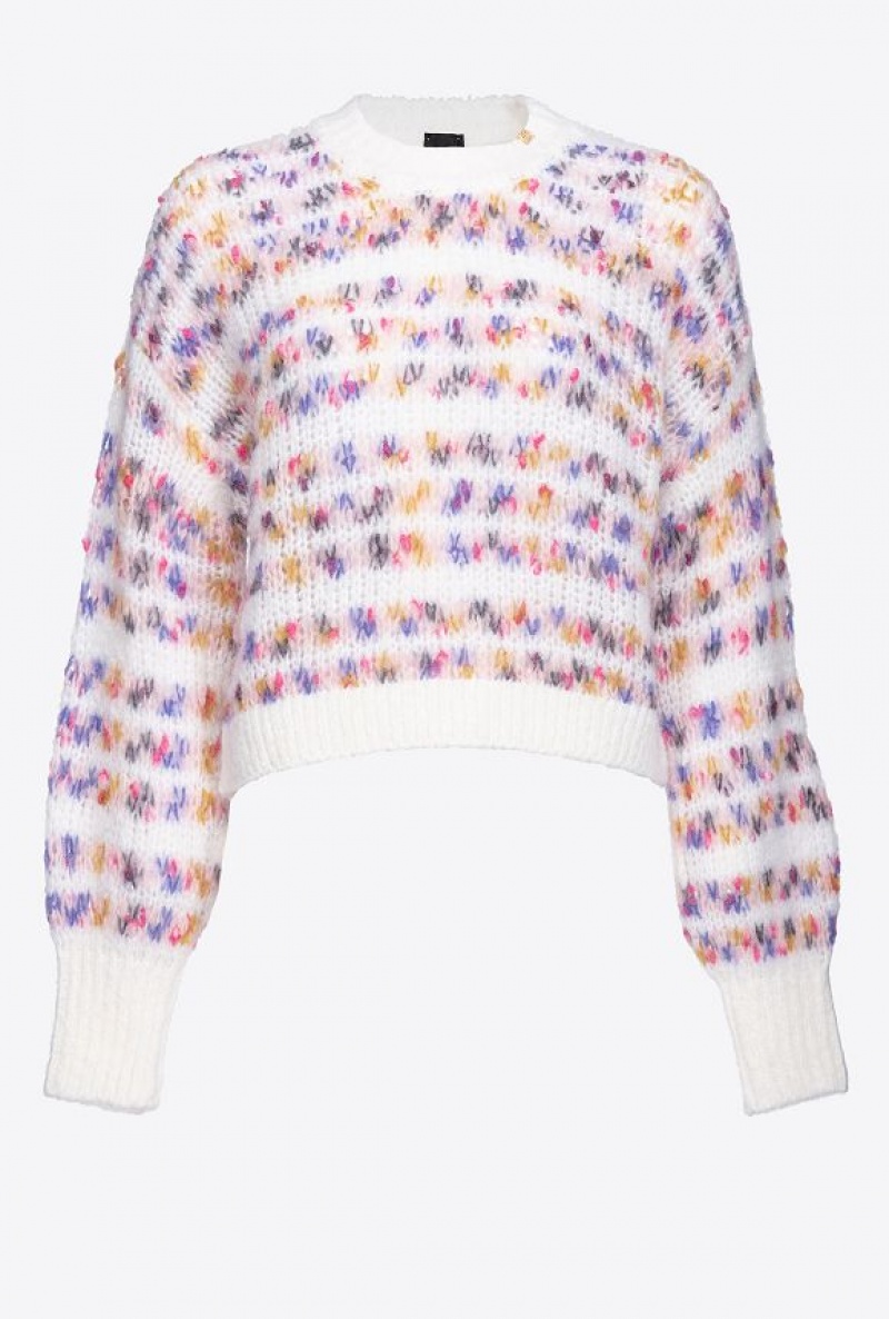 Pinko Multicoloured Wool Sweater WHITE/PINK/YELLOW | SN-PKO33399