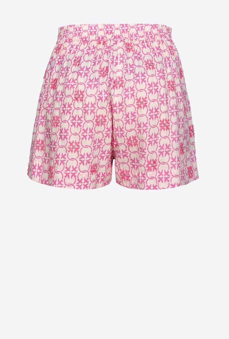 Pinko Muslin Shorts With Monogram And Embroidery DN3 | SN-PKO33685