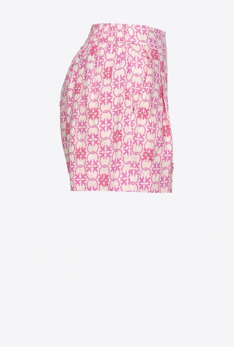 Pinko Muslin Shorts With Monogram And Embroidery DN3 | SN-PKO33685