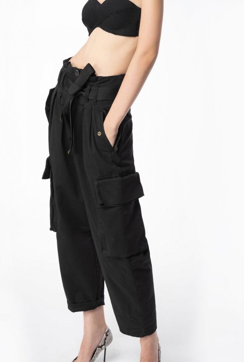 Pinko Oversized Cargo Trousers CAVIAR BLACK | SN-PKO33795