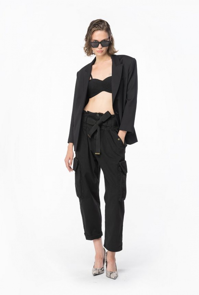 Pinko Oversized Cargo Trousers CAVIAR BLACK | SN-PKO33795