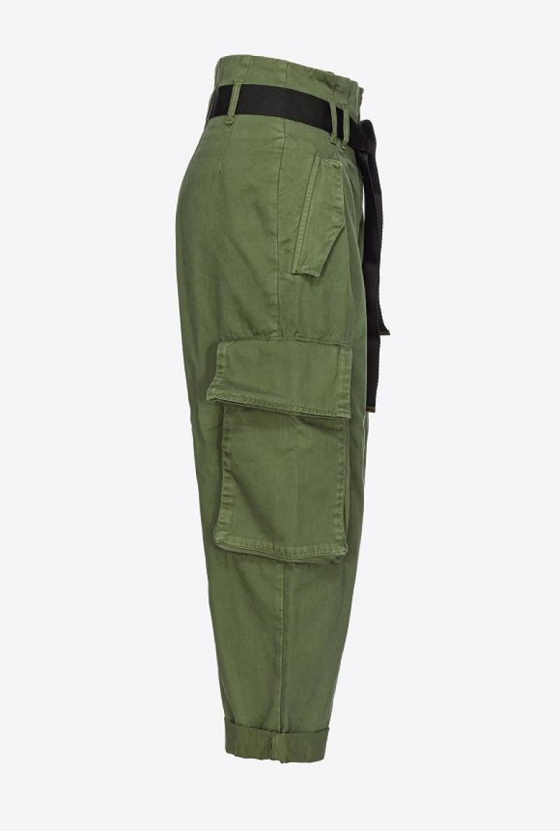 Pinko Oversized Cargo Trousers CYPRESS GREEN | SN-PKO33803