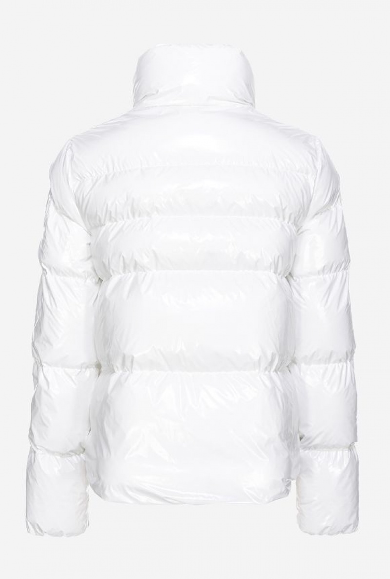 Pinko Padded Crystal Nylon Pea Jacket SNOW WHITE | SN-PKO33579