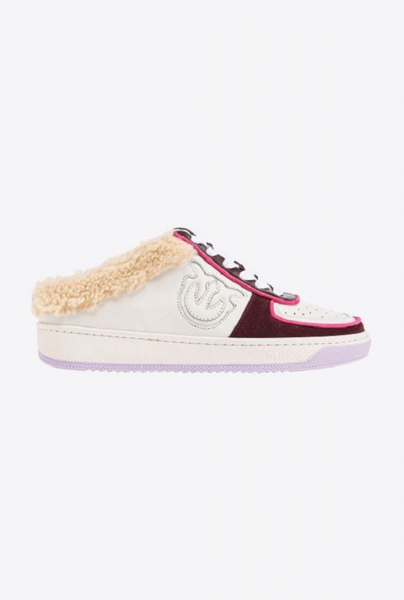 Pinko Pinko Basketball Mule Sneakers | Acbc WHITE/BURGUNDY/FUSCHIA | SN-PKO34125