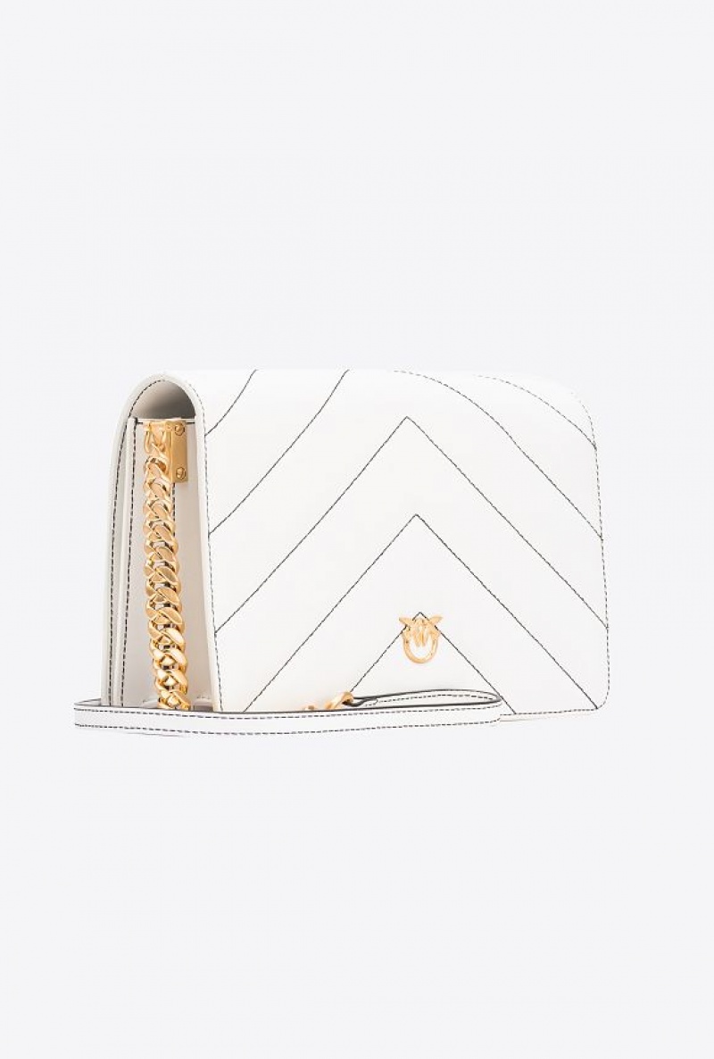 Pinko Pinko Galleria Classic Love Bag Click Big Chevron Opposite SILK WHITE+COLOUR CONTRASTING COLOUR | SN-PKO32418