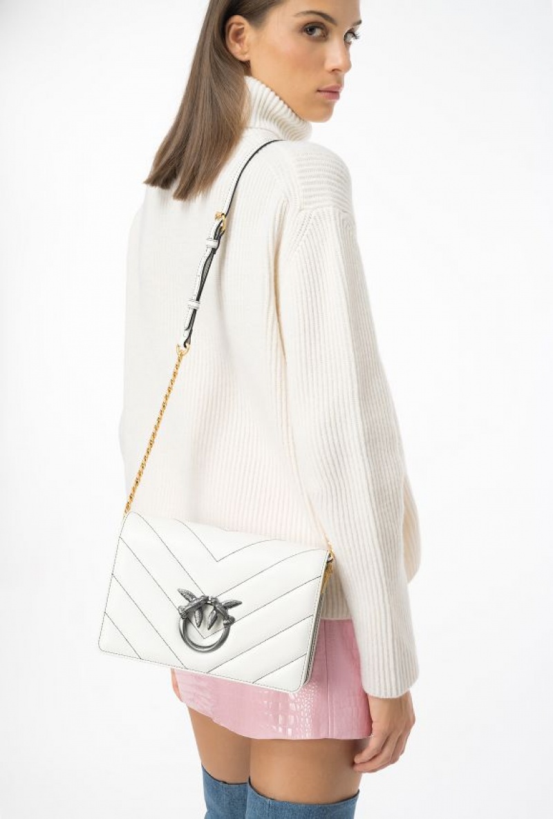 Pinko Pinko Galleria Classic Love Bag Click Big Chevron Opposite SILK WHITE+COLOUR CONTRASTING COLOUR | SN-PKO32418