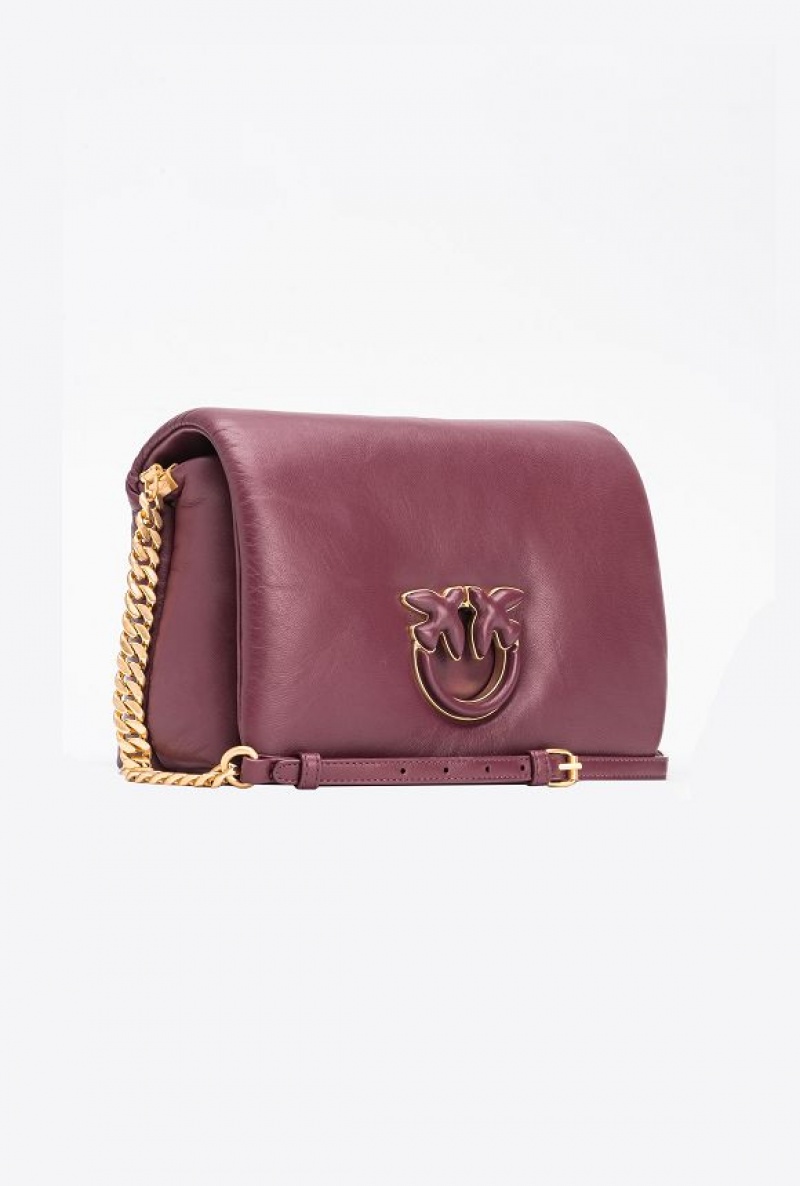 Pinko Pinko Galleria Classic Love Bag Click Puff BURGUNDY - WINDSOR WINE-BRUSHED GOLD | SN-PKO32923