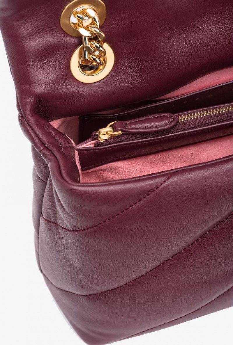 Pinko Pinko Galleria Classic Love Bag Puff BURGUNDY - WINDSOR WINE-BRUSHED GOLD | SN-PKO32928