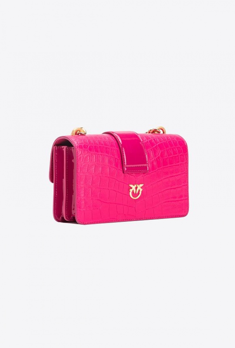 Pinko Pinko Galleria Crocodile Patent Leather Mini Love Bag One PINKO PINK-BRUSHED GOLD | SN-PKO32800