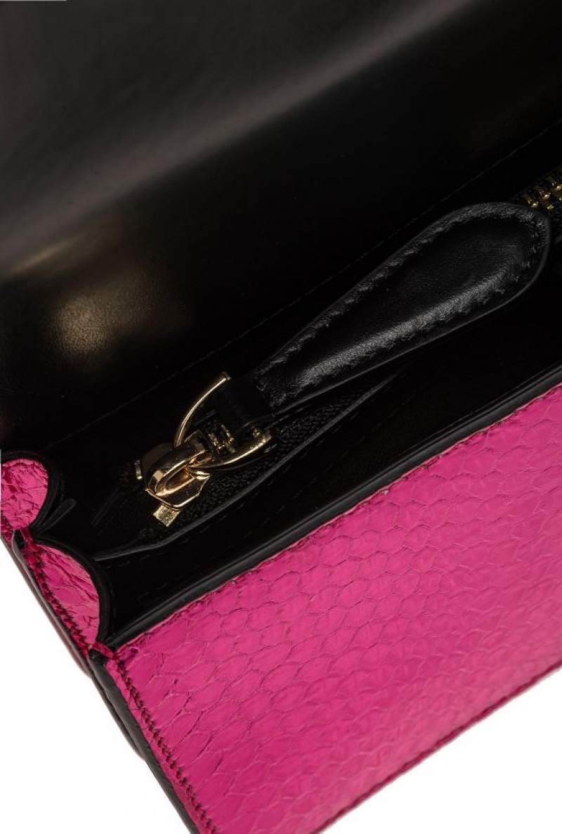 Pinko Pinko Galleria Laminated Reptile Mini Love Bag One FUCHSIA-SHINY GOLD | SN-PKO32704