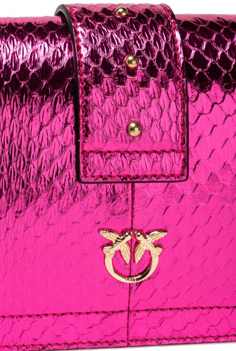 Pinko Pinko Galleria Laminated Reptile Mini Love Bag One FUCHSIA-SHINY GOLD | SN-PKO32938