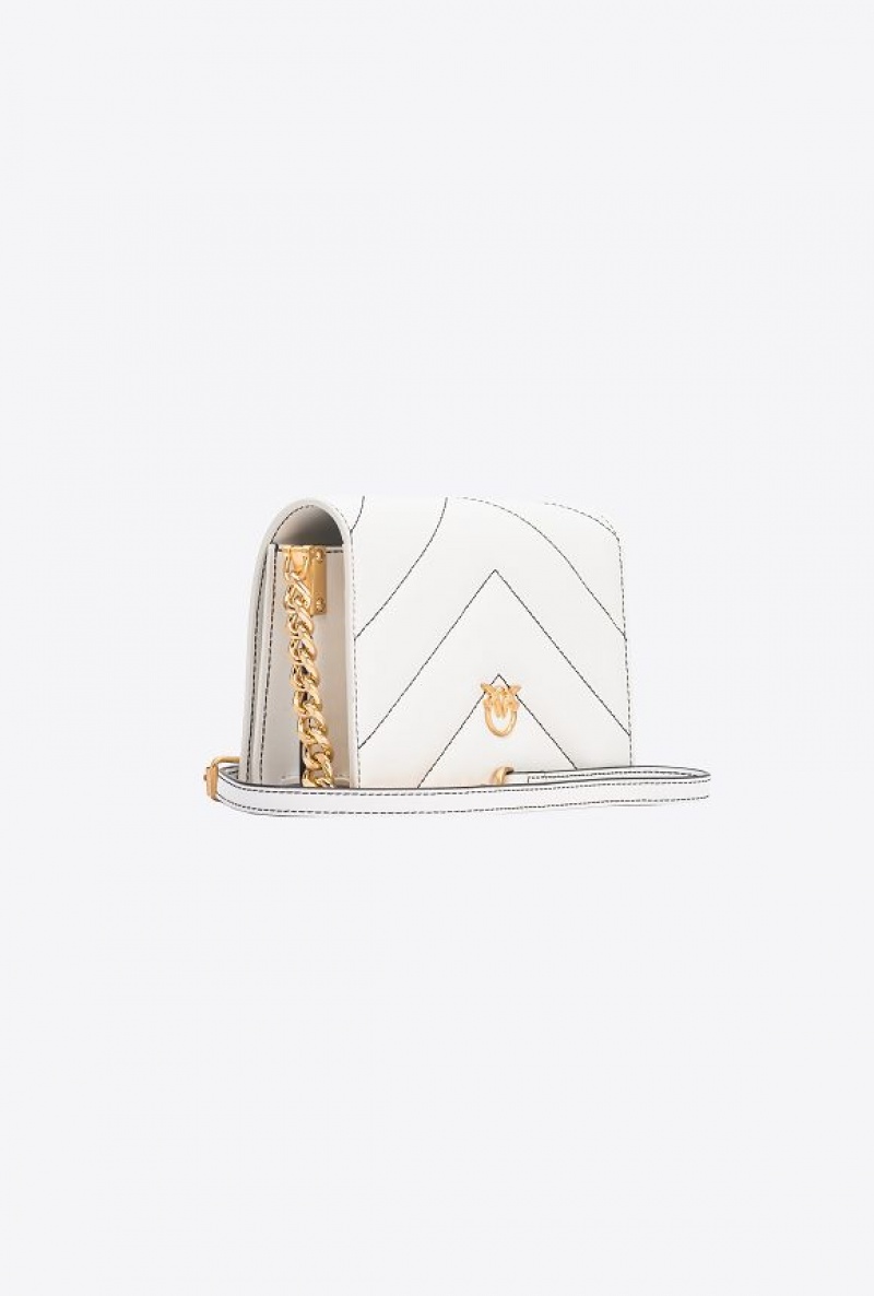 Pinko Pinko Galleria Mini Love Bag Click Big Chevron Opposite SILK WHITE+COLOUR CONTRASTING COLOUR | SN-PKO32416