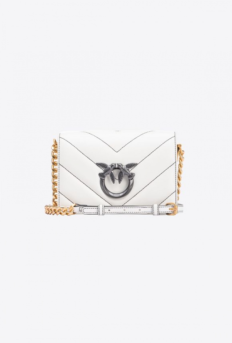 Pinko Pinko Galleria Mini Love Bag Click Big Chevron Opposite SILK WHITE+COLOUR CONTRASTING COLOUR | SN-PKO32416