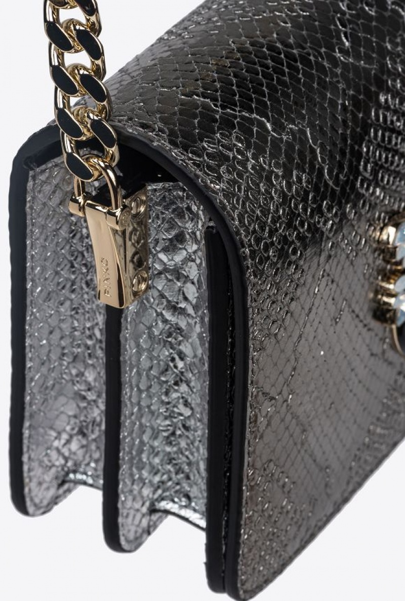 Pinko Pinko Galleria Mini Love Bag Click In Punched Reptile Skin IEHL | SN-PKO32917