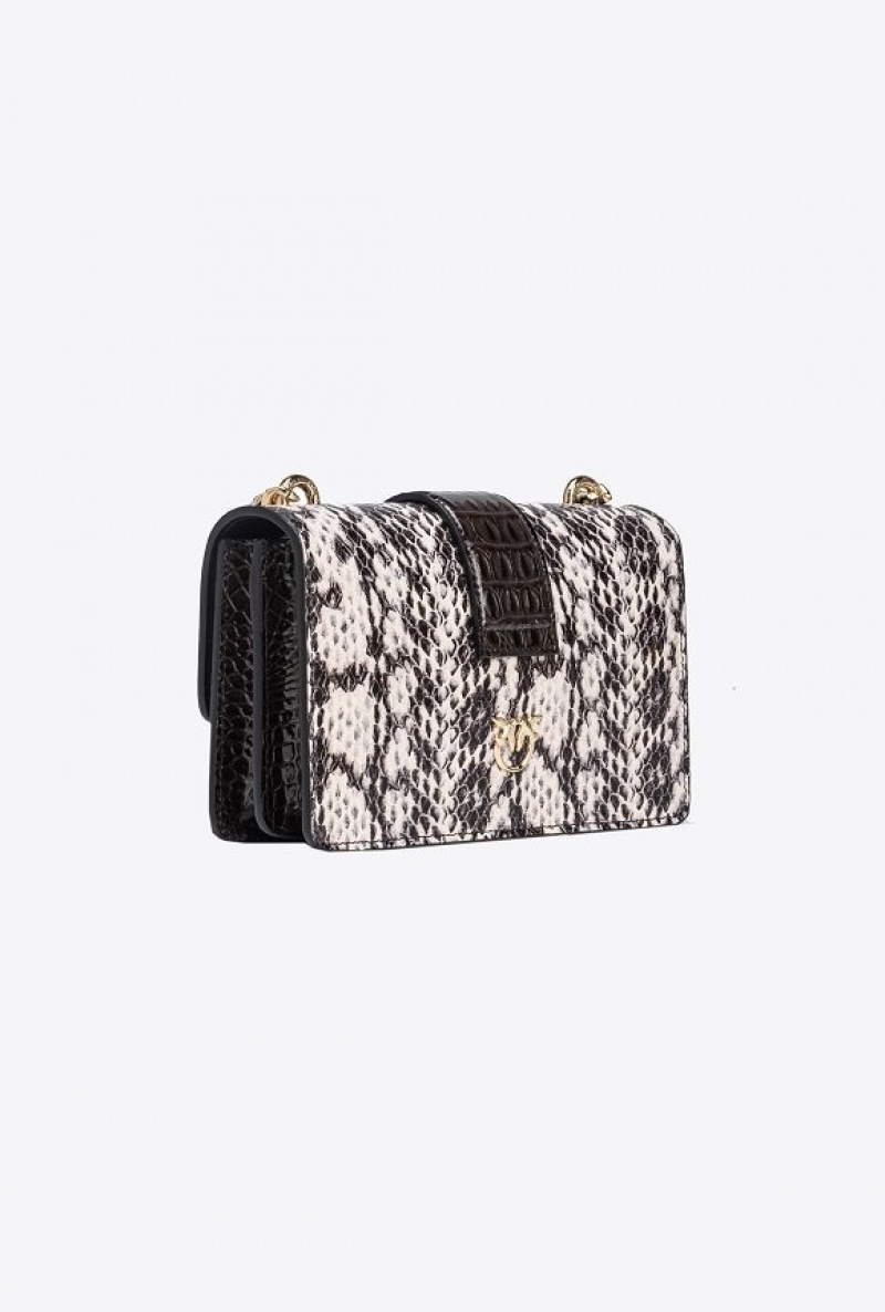 Pinko Pinko Galleria Mini Love Bag One In Reptile And Crocodile-print Leather ZZ1L | SN-PKO32913