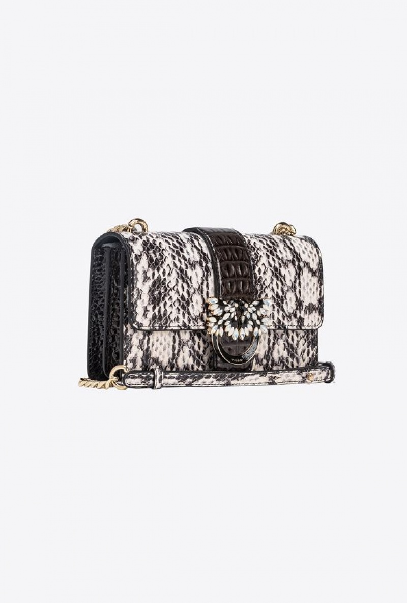 Pinko Pinko Galleria Mini Love Bag One In Reptile And Crocodile-print Leather ZZ1L | SN-PKO32913