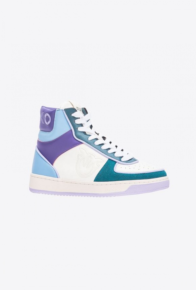 Pinko Pinko High-top Basketball Sneakers | Acbc MULTI. WHITE/GREEN/PURPLE | SN-PKO34127