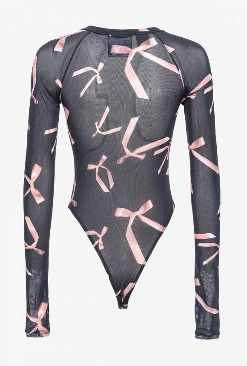 Pinko Pinko Reimagine Bow-print Bodysuit By Patrick Mcdowell BLACK/PINK | SN-PKO33230