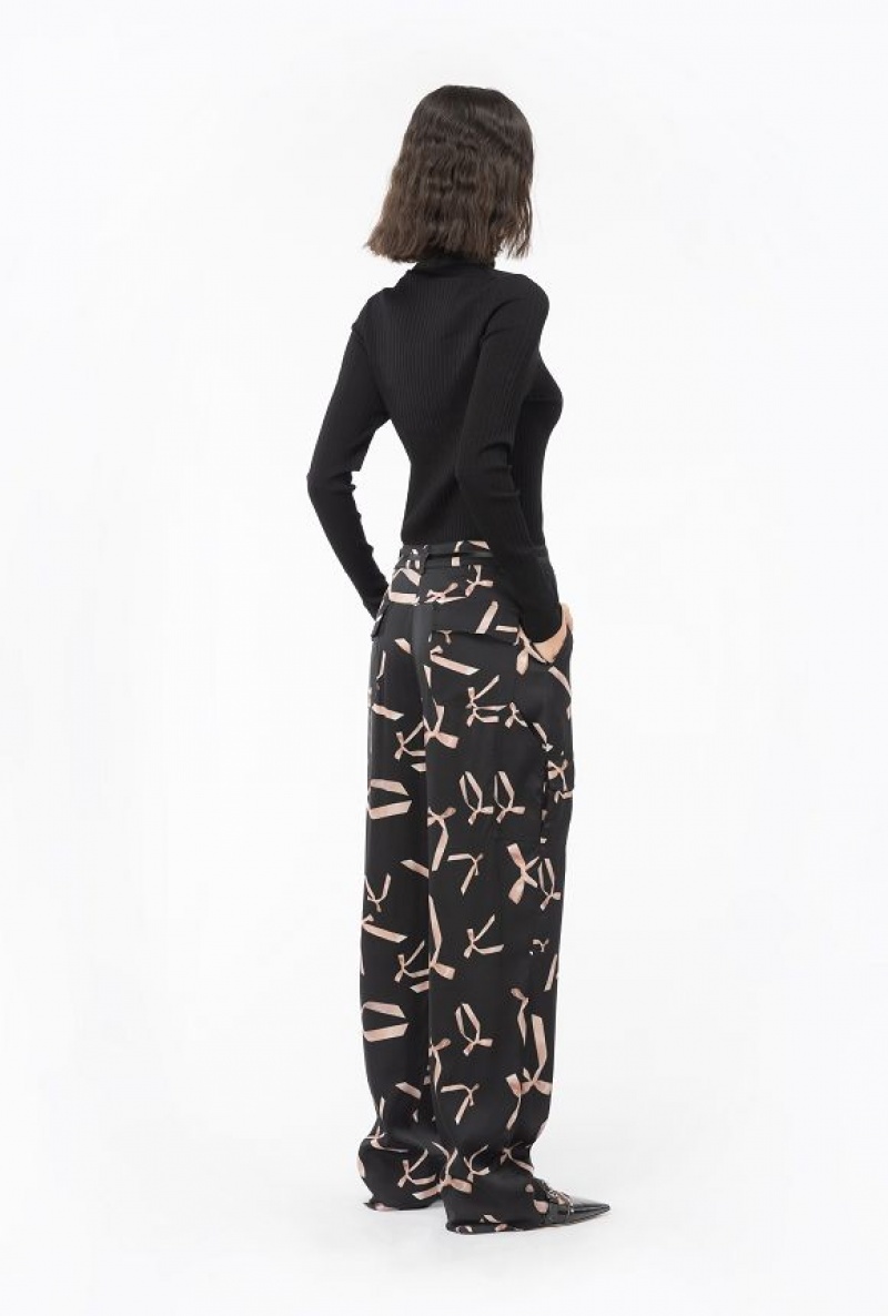 Pinko Pinko Reimagine Bow-print Cargo Trousers By Patrick Mcdowell BLACK/PINK | SN-PKO33689