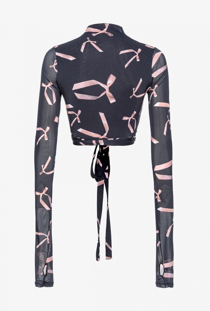 Pinko Pinko Reimagine Bow-print Short Cardigan By Patrick Mcdowell BLACK/PINK | SN-PKO33232