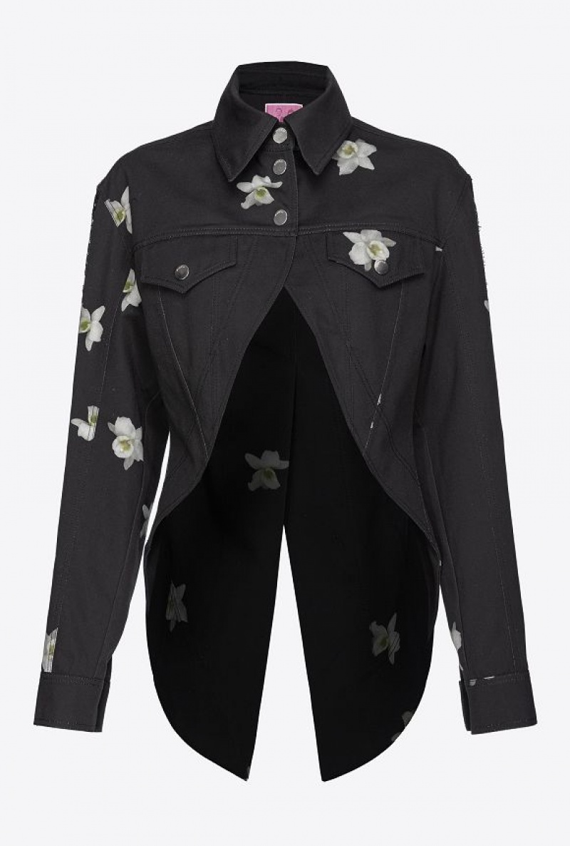 Pinko Pinko Reimagine Orchid-print Jacket By Patrick Mcdowell BLACK/WHITE | SN-PKO33595