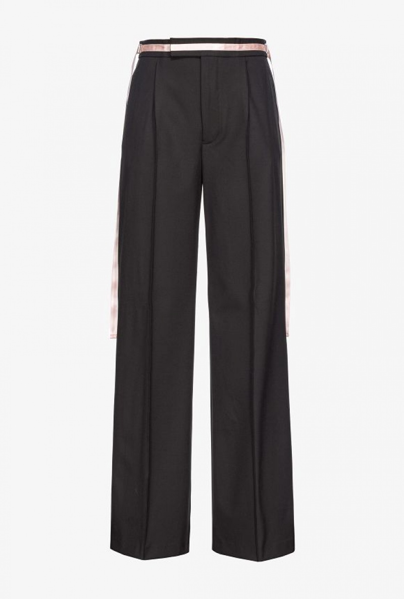 Pinko Pinko Reimagine Trousers With Ribbon By Patrick Mcdowell BLACK/PINK | SN-PKO33681