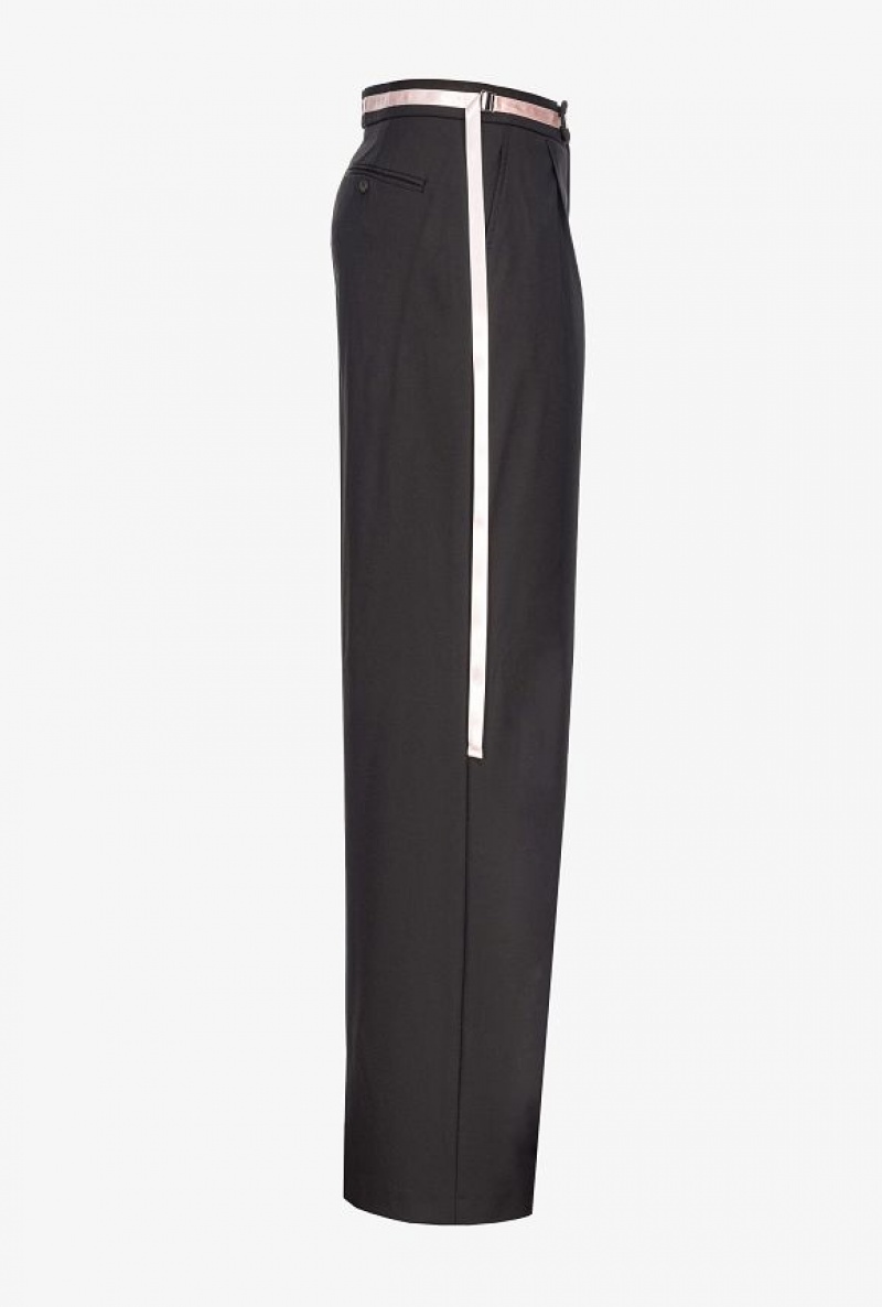 Pinko Pinko Reimagine Trousers With Ribbon By Patrick Mcdowell BLACK/PINK | SN-PKO33681