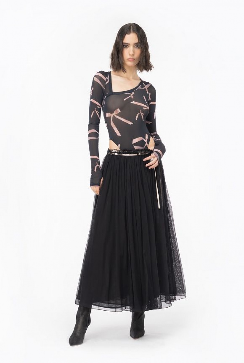 Pinko Pinko Reimagine Tulle Long Skirt By Patrick Mcdowell BLACK/PINK | SN-PKO34045