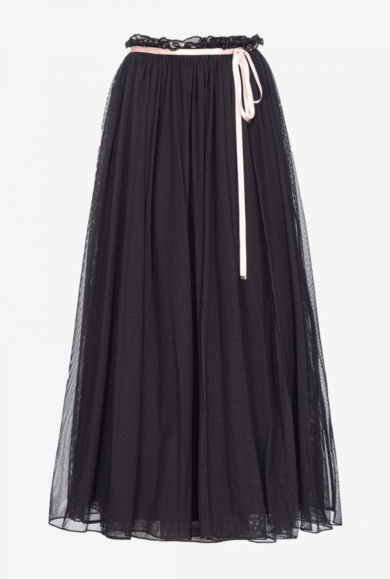 Pinko Pinko Reimagine Tulle Long Skirt By Patrick Mcdowell BLACK/PINK | SN-PKO34045