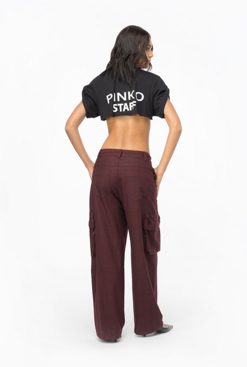 Pinko Pinko Staff Crop Top With Bow BLACK/WHITE | SN-PKO33285