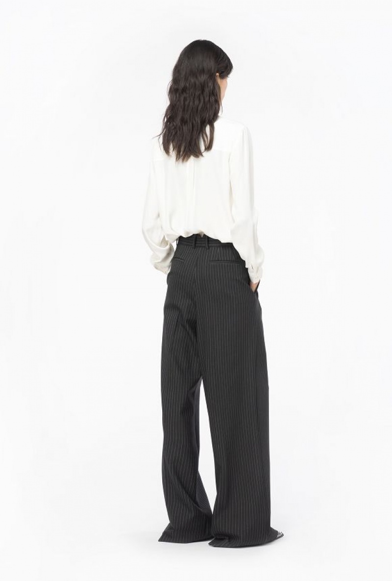 Pinko Pinstriped Palazzo Trousers BLACK/WHITE | SN-PKO33980