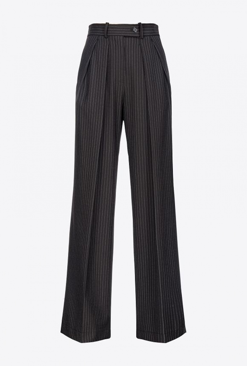 Pinko Pinstriped Palazzo Trousers BLACK/WHITE | SN-PKO33980