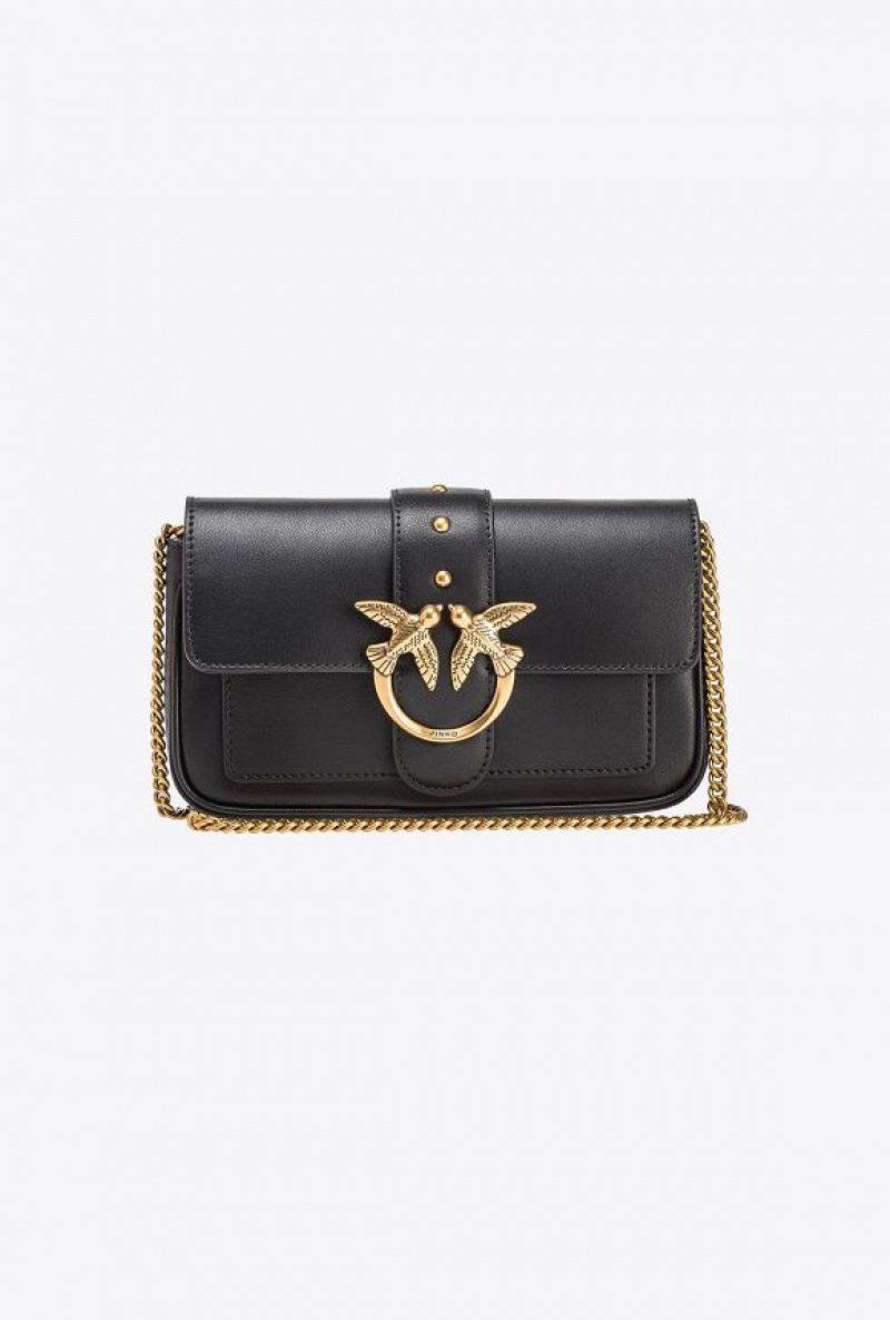 Pinko Pocket Love Bag One Simply BLACK-ANTIQUE GOLD | SN-PKO32459