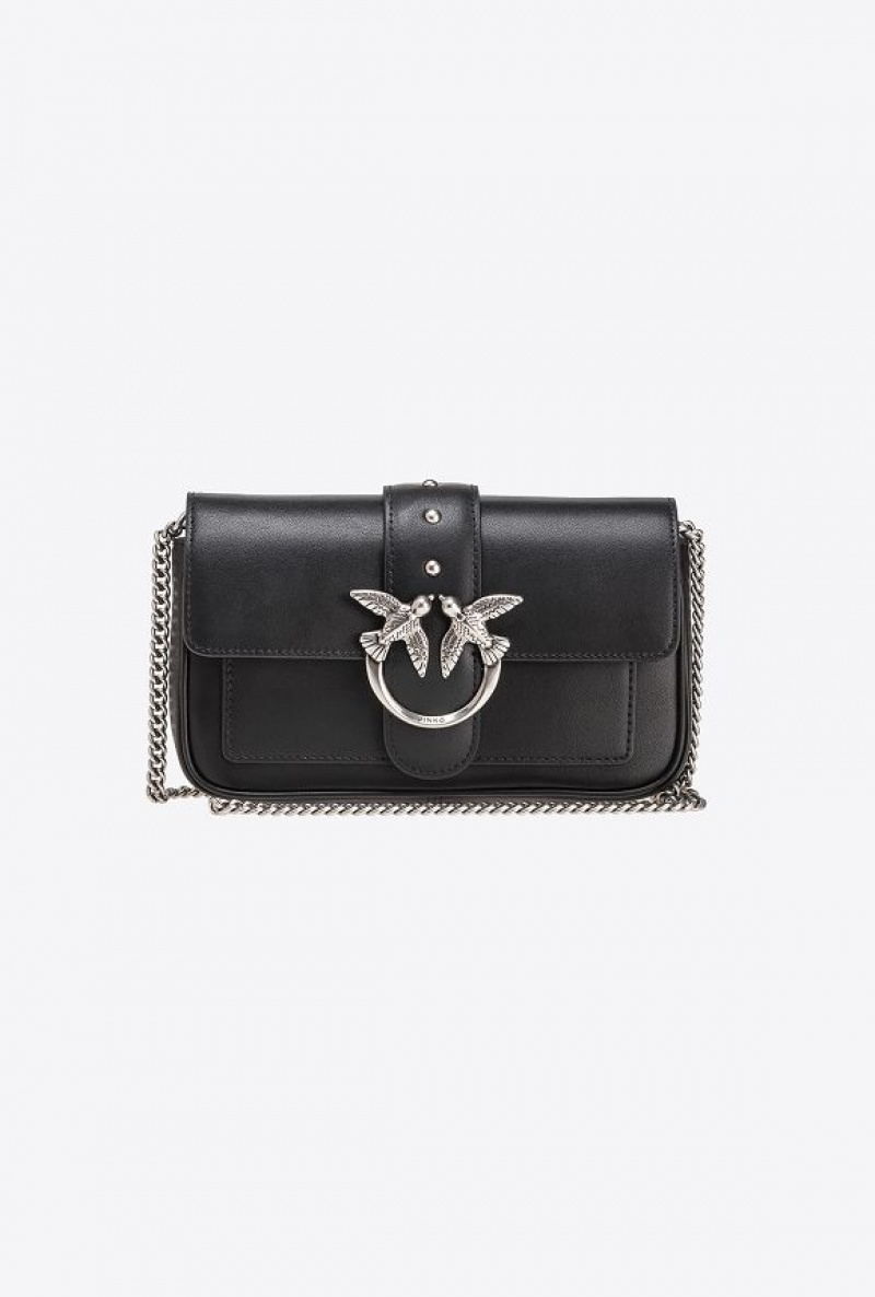 Pinko Pocket Love Bag One Simply BLACK-OLD SILVER | SN-PKO32458