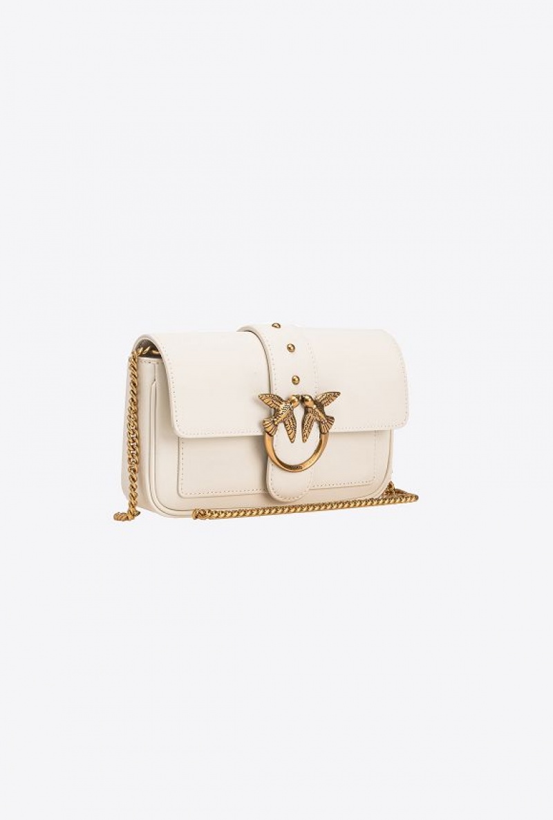 Pinko Pocket Love Bag One Simply WHITE+WHITE-ANTIQUE GOLD | SN-PKO32456