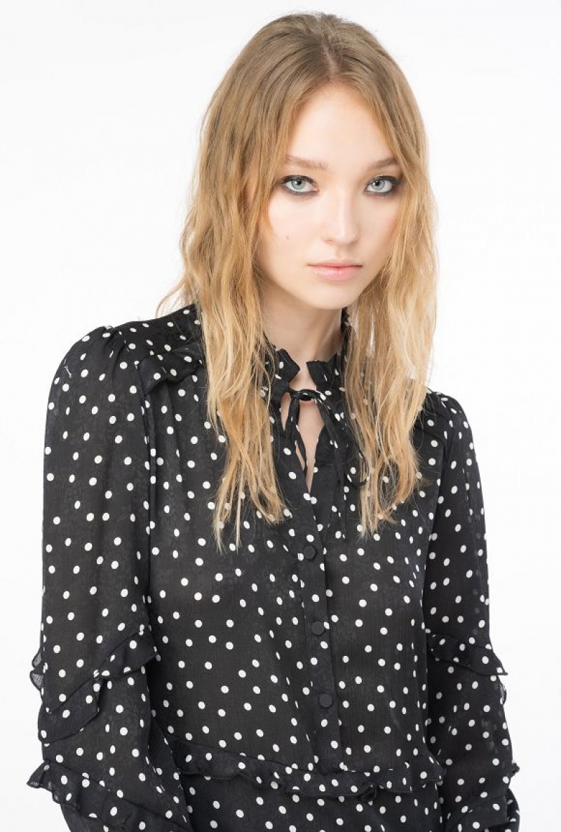 Pinko Polka Dot-print Mini Dress BLACK/WHITE | SN-PKO33018