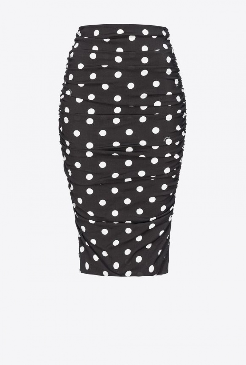 Pinko Polka-dot Calf-length Skirt BLACK/WHITE | SN-PKO33970