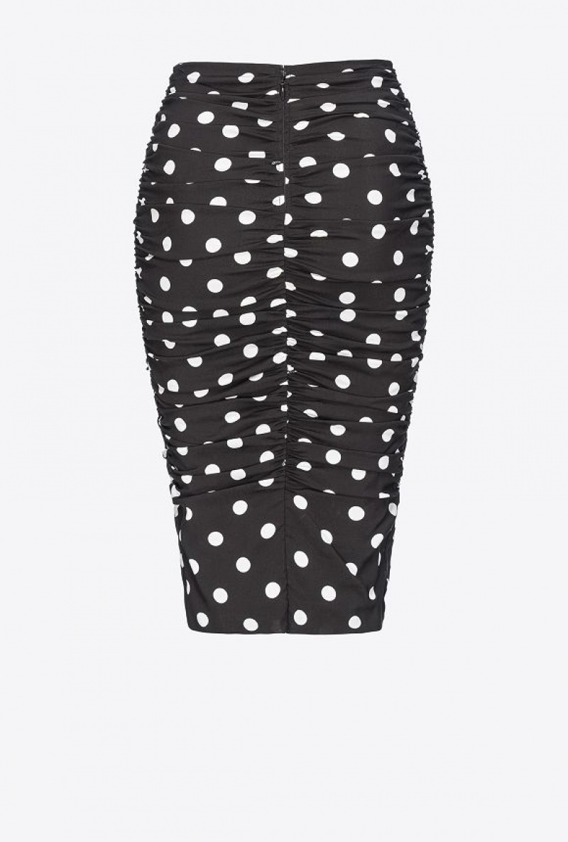 Pinko Polka-dot Calf-length Skirt BLACK/WHITE | SN-PKO33970