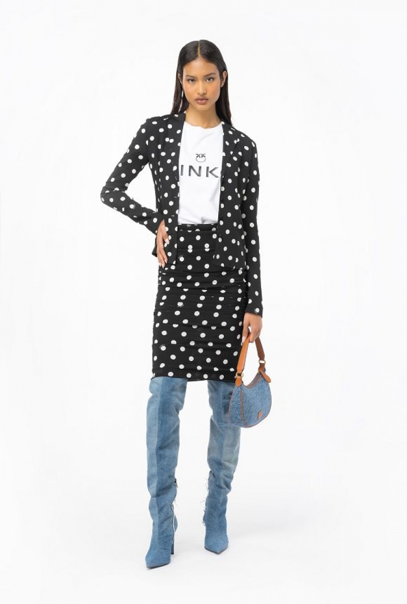 Pinko Polka-dot Calf-length Skirt BLACK/WHITE | SN-PKO33970